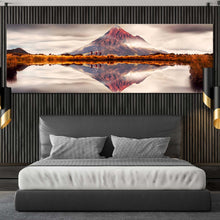 Load image into Gallery viewer, NewZealand Canvas WallArt  White Sky Mount Taranaki 1 Piece Canvas  Brown Mountain Lake Reflection Canvas Print For Bedroom
