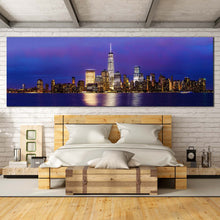 Load image into Gallery viewer, New  York  Canvas  Wall  Art  Manhattan  Skyline  Bedoom  1  Piece  Canvas  Blue  Downtown  Manhattan  at  Night  Canvas  Print For Bedroom
