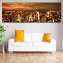 Load image into Gallery viewer, New  York  City  Canvas  Print  Dramatic  Yellow  Cloudy  Sky  Living  Room  1  Piece  Canvas  Wall  Art  Beautiful  Brown  City  Skyline  Multi  Canvas In Liiving Room
