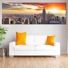 Load image into Gallery viewer, New York City Canvas Print Dramatic Yellow Cloudy Sky Living Room 1 Piece Canvas Wall Art Beautiful Grey Manhattan Cityscape Canvas Artwork For Living Room
