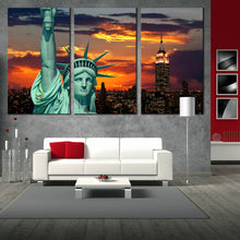 Load image into Gallery viewer, New York Statue of Liberty 3 pc. canvas artwork In Living Room
