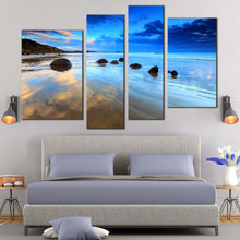 Load image into Gallery viewer, New Zealand beach blue ocean seascape 4 Piece wall art home decor 
