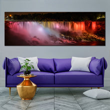 Load image into Gallery viewer, Niagara Falls at night 1 piece canvas print In Living Room
