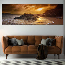 Load image into Gallery viewer, Ocean  Beach  Canvas  Print  South  Devon  Living  Room  1  Piece  Canvas  Wall  Art  Brown  Leas  Foot  Sand  Beach  Multiple  Canvas  Yellow  Salcombe  Sun  Beach  Rocks  Canvas  Art In Living Room
