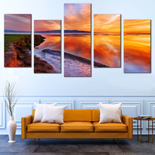 Load image into Gallery viewer, Ocean Beach Canvas Print Yellow Orange Ocean  5 Piece Canvas Wall Art Beach Canvas Artwork In Your Living Room
