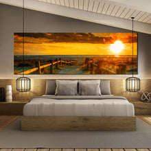 Load image into Gallery viewer, Ocean  Beach  Canvas  Wall  Art  Yellow  Cloudy  Sky  Multiple  Canvas  Bedroom  Orange  Sunset  Ocean  1  Piece  Canvas  Print For Bedroom
