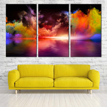 Load image into Gallery viewer, Ocean Clouds Canvas Wall Art Colorful Sky  3 Piece Canvas Print Modern Abstract  Multiple Canvas In Living Room
