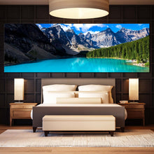 Load image into Gallery viewer, Ocean  Mountains  Canvas  Print  Blue  Alberta  Moraine  Lake  Canvas  Wall  Art  Green  Banff  National  Park  Bedroom  1  Piece  Canvas In Bedroom
