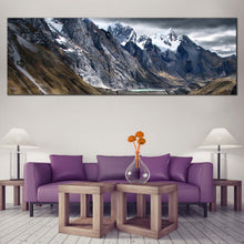 Load image into Gallery viewer, Ocean  Mountains  Canvas  Wall  Art  Brown  Huayhuash  Trek  Landscape  Living  Room  1  Piece  Canvas  Print  White  Snowy  Mountains  Canvas  Artwork  Three  Lagoon  Scenery  Wide  Canvas For Living Room
