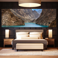 Load image into Gallery viewer, Ocean  Mountains  Canvas  Wall  Art  Brown  Pakistan  Mountains  Canvas  Wall  Art  Bedroom  Blue  Attabad  Lake  1  Piece  Canvas  Print For Bedroom
