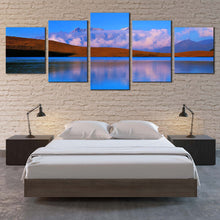 Load image into Gallery viewer, Ocean Mountains Canvas Wall Art China God Lake Canvas Set Brown SiChuan Landscape Multi Canvas Blue JinDing Mountain 5 Piece Canvas For Bedroom
