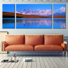 Load image into Gallery viewer, Ocean Mountains Canvas Wall Art China God Lake Canvas Set Brown SiChuan Landscape Multi Canvas Blue JinDing Mountain  3 Piece Canvas For Living Room

