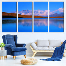 Load image into Gallery viewer, Ocean Mountains Canvas Wall Art China God Lake Canvas Set Brown SiChuan Landscape Multi Canvas Blue JinDing Mountain  4 Piece Canvas In Living Room
