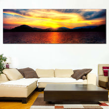 Load image into Gallery viewer, Ocean  Mountains  Canvas  Wall  Art  Living  Room  Thailand  Yellow  Sunset  Canvas  Print  Orange  Ocean  Clouds  Panorama  Canvas For Living Room
