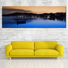 Load image into Gallery viewer, Ocean  Mountains  Canvas  Wall  Art  Milos  Island  Orange  Sunset  Living  Room  1  Piece  Canvas  Print  Greece  Blue  City  Beach  Boats  Wide  Canvas For Living Room
