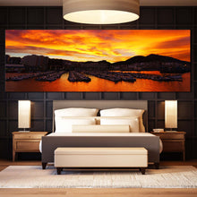 Load image into Gallery viewer, Ocean  Mountains  Canvas  Wall  Art  Port  Boats  Mountains  Sunset  Multi  Canvas  Yellow  Santurtzi  Sunrise  Canvas  Set  Orange  Port  Ocean  Bedroom  1  Piece  Canvas  Print For Bedroom
