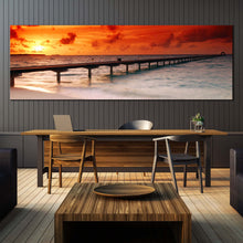 Load image into Gallery viewer, Ocean  Pier  At  Sunset  sky  oversize  canvas  prints  home  decor In Dinning Room
