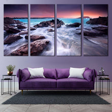 Load image into Gallery viewer, Ocean Rocks Canvas Wall Art Blue Australian Ocean  4 Piece Canvas Brown Australia Beach Canvas Print For Your Living Room&#39;
