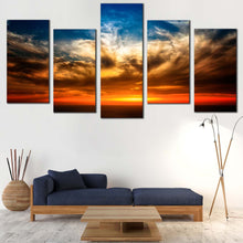 Load image into Gallery viewer, Ocean Sky Canvas Print Dramatic Blue Cloudy Sky  5 Piece Canvas Wall Art 
