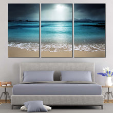 Load image into Gallery viewer, Ocean Sky Canvas Print Grey Digue Island Multiple Canvas Blue Seychelles Beach 3 Piece  Canvas Wall Art In Bedroom
