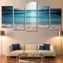 Load image into Gallery viewer, Ocean Sky Canvas Print Grey Digue Island Multiple Canvas Blue Seychelles Beach  5 Piece Canvas Wall Art In Living Room
