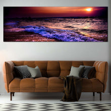 Load image into Gallery viewer, Ocean  Sky  Canvas  Wall  Art  Cloudy  Orange  Sunset  Sea  Multi  Canvas  Purple  Blue  Ocean  Waves  Living  Room  1  Piece  Canvas  Print In Living Room
