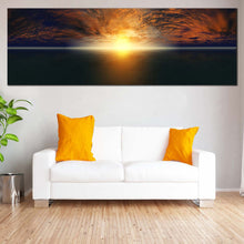 Load image into Gallery viewer, Ocean  Sky  Canvas  Wall  Art  Yellow  Seascape  Sunset  1  Piece  Wide  Canvas  Cloudy  Orange  Ocean  Sunrise  Canvas  Print For Living Room
