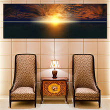 Load image into Gallery viewer, Ocean  Sunrise  Canvas  Wall  Art  Orange  Blue  Cloudy  Ocean  Sky  Living  Room  1  Piece  Canvas  Print  Yellow  Seascape  Sunset  Wide  Canvas In Living Room
