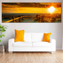 Load image into Gallery viewer, Ocean  Sunset  Canvas  Wall  Art  Orange  Ocean  Beach  Living  Room  1  Piece  Canvas  Yellow  Cloudy  Sky  Canvas  Print In Living Room
