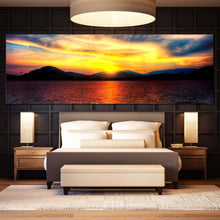Load image into Gallery viewer, Ocean  Sunset  Canvas  Wall  Art  Thailand  Ocean  Multiple  Canvas  Yellow  Orange  Ocean  Mountains  Living  Room  1  Piece  Canvas  Print For Bedroom
