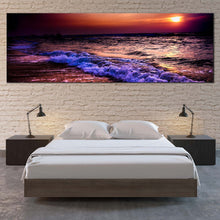 Load image into Gallery viewer, Ocean  Waves  Canvas  Wall  Art  Orange  Sunset  Ocean  Sky  Bedroom  1  Piece  Canvas  Blue  Sea  Waves  Canvas  Artwork For bedroom
