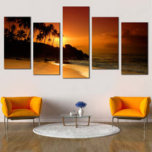 Load image into Gallery viewer, Orange Evening dusk scene sri lanka Ocean 5 Piece decor for living room
