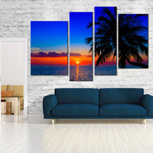 Load image into Gallery viewer, Orange Sunset Evening Landscape 4 Piece Art Work 
