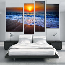 Load image into Gallery viewer, Orange red sunset seascape 4 Piece wall art home decor 
