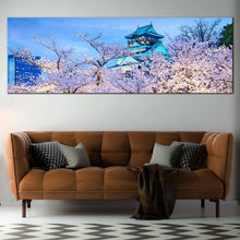 Load image into Gallery viewer, Osaka  Castle  Canvas  Wall  Art  Beautiful  Purple  Autumn  Trees  Canvas  Print  Japan  Blue  Sky  Castle  Living  Room  1  Piece  Canvas  Artwork In Living Room
