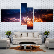 Load image into Gallery viewer, Overcast Sky sunbeam through clouds 4 Piece Canvas Print In Living room
