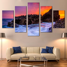 Load image into Gallery viewer, Pacific  Ocean  Canvas  Wall  Art  Blue  Waves  Rocks  Ocean  Multi  Canvas  California  Wood  Cove  Canvas  Set In Living room
