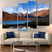 Load image into Gallery viewer, Pangong Lake Tibet Mountains 4 piece canvas print 
