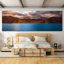 Load image into Gallery viewer, Pangong  Tso  Canvas  Wall  Art  Brown  Ladakh  Kashmir  Ocean  Mountains  1  Piece  Wide  Canvas  Cloudy  Blue  Mountain  Lake  Canvas  Artwork  India  Jammu  Mountains  Scenery  Canvas  Print For Bedroom
