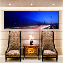Load image into Gallery viewer, Panoramic  cars  light  trails  blue  sky  at  evening  wall  art For Your Living Room
