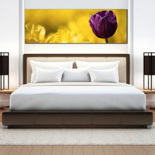 Load image into Gallery viewer, Panoramic  portrait  of  Purple  Tulip  flower  wall  decor In Bedroom
