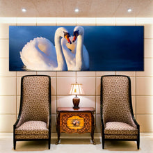 Load image into Gallery viewer, Panoramic  wall  art  White  Swans  Make  Up  A  Heart In Living Room
