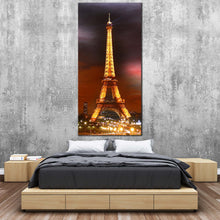 Load image into Gallery viewer, Paris  City  Canvas  Wall  Art  Dramatic  Red  Cloudy  Night  Cityscape  Canvas  Print  Eiffel  Tower  Yellow  City  Lights  Bedroom  1  Piece  Canvas For Bedroom
