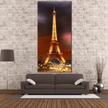 Load image into Gallery viewer, Paris  Cityscape  Canvas  Wall  Art  Eiffel  Tower  Yellow  City  Lights  Living  Room  1  Piece  Canvas  Print In Living Room
