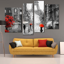 Load image into Gallery viewer, Paris black white red tree canvas France art cityscape original 4 panel canvas prints
