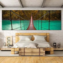 Load image into Gallery viewer, Park  River  Canvas  Wall  Art  Green  Sea  Bridge  Forest  Canvas  Set  Brown  Suspension  Bridge  Bedroom  1  Piece  Canvas  Print For Bedroom
