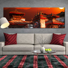 Load image into Gallery viewer, Patan  Durbar  Square  Nepal  City  Kathmandu  Red  Orange  Panoramic  Wall  Art For Living Room
