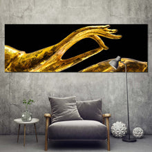 Load image into Gallery viewer, Peaceful Buddha Canvas Wall Art Golden Old Buddha Statue 1 Piece Canvas Print For Living Room
