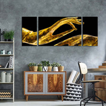 Load image into Gallery viewer, Peaceful Buddha Canvas Wall Art Yellow Old Buddha Statue 3 Piece Canvas Print Golden Buddha Hands Multi Canvas
