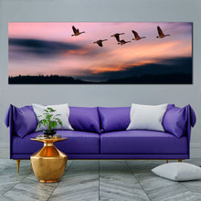 Load image into Gallery viewer, Peaceful  birds  sunset  sky  mountains  1  Piece  Canvas  print In Living Room
